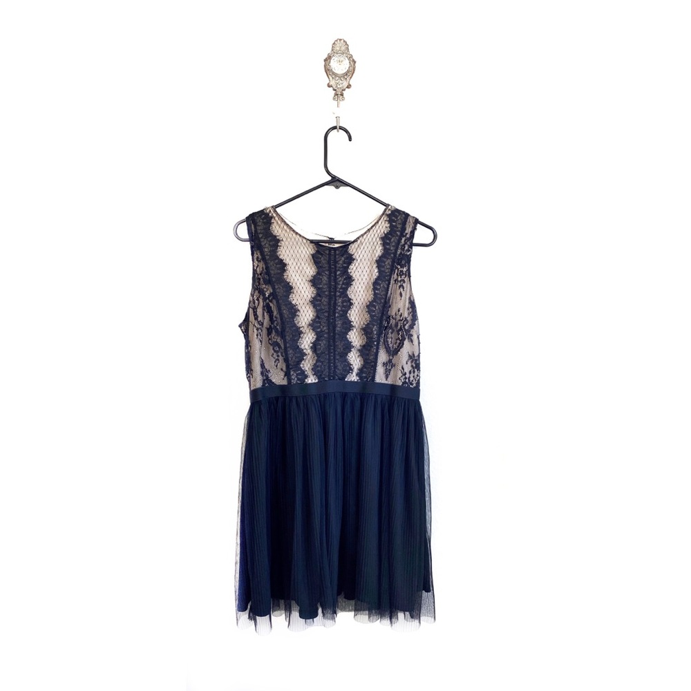Xhilaration Black fit flare lace pleated dress